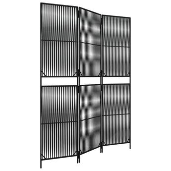 vidaXL Room Divider 3 Panels Black Poly Rattan