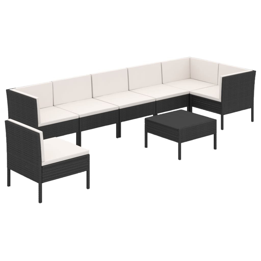 vidaXL 8 Piece Patio Lounge Set with Cushions Poly Rattan Brown