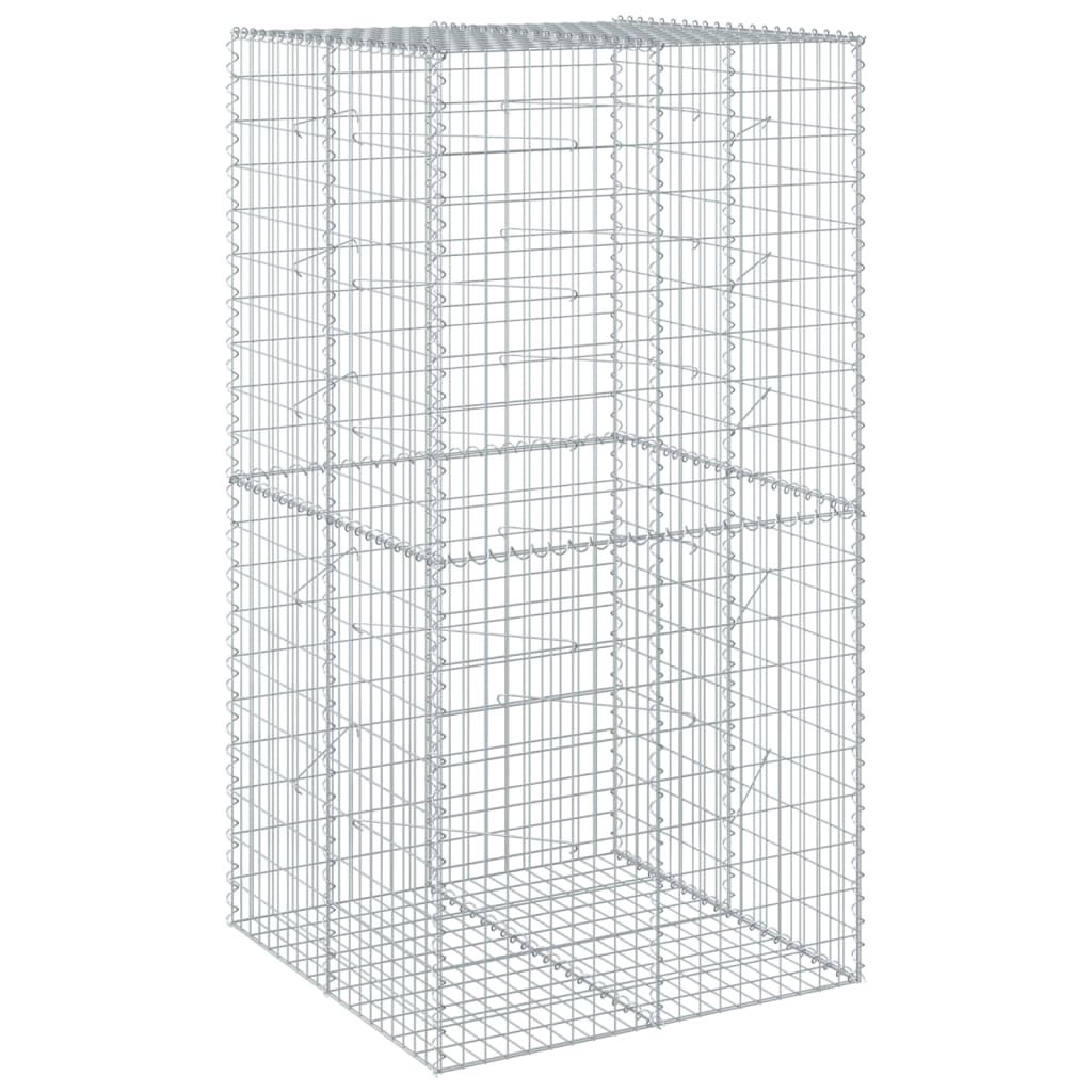 vidaXL Gabion Basket with Cover 100x100x200 cm Galvanised Iron