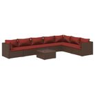 vidaXL 8 Piece Patio Lounge Set with Cushions Poly Rattan Brown