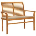 vidaXL Patio Bench with Beige Cushion 44.1" Solid Teak Wood
