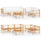 vidaXL 6 Piece Patio Lounge Set with Cream Cushions Solid Teak Wood