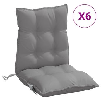 vidaXL Lowback Chair Cushions 6 pcs Grey Oxford Fabric