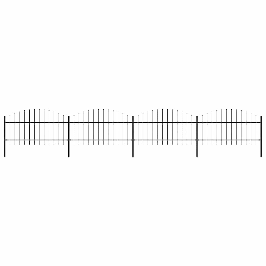 vidaXL Garden Fence with Spear Top Steel 714.5x125 cm Black