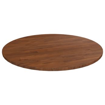 vidaXL Round Table Top Dark Brown Ã31.5"x0.6" Treated Solid Wood Oak