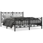 vidaXL Metal Bed Frame without Mattress with Footboard Black 59.1"x78.7"