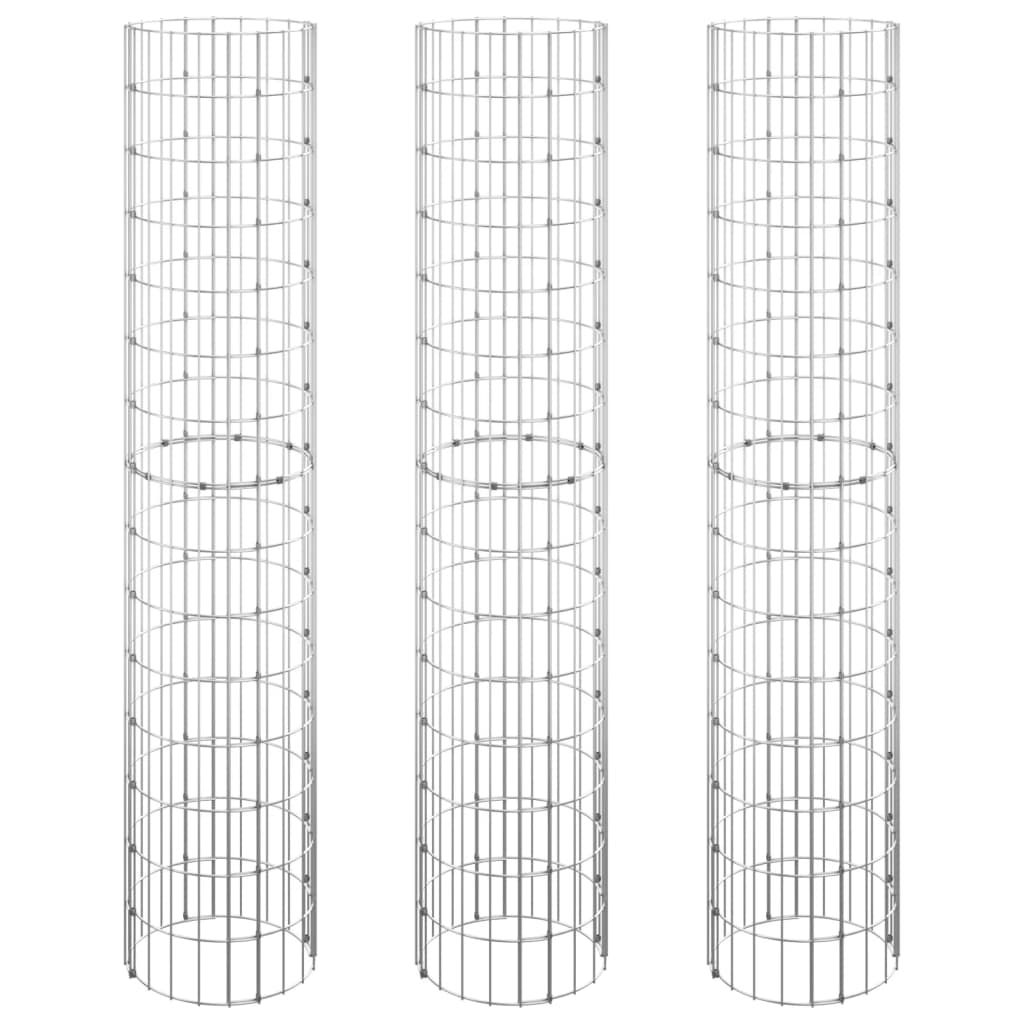 vidaXL Circular Gabion Raised Beds 3 pcs Galvanized Steel Ã11.8"x59.1"