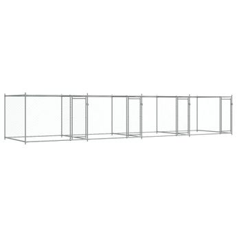 vidaXL Dog Cage with Doors Gray 26.2'x6.6'x4.9' Galvanized Steel