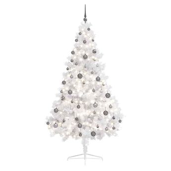 vidaXL Artificial Half Pre-lit Christmas Tree with Ball Set White 70.9"
