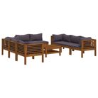 vidaXL 9 Piece Patio Lounge Set with Cushion Solid Acacia Wood