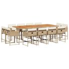 vidaXL 13 Piece Patio Dining Set with Cushions Beige Poly Rattan