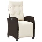vidaXL Reclining Garden Chair with Footrest Brown Poly Rattan
