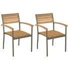 vidaXL Stackable Patio Chairs 2 pcs Solid Acacia Wood and Steel