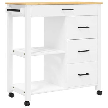 vidaXL Kitchen Trolley MONZA 33.1"x15.7"x34.8" Solid Wood Pine