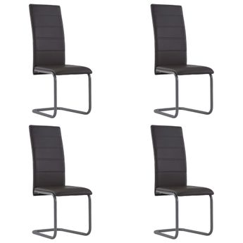 vidaXL Cantilever Dining Chairs 4 pcs Brown Faux Leather