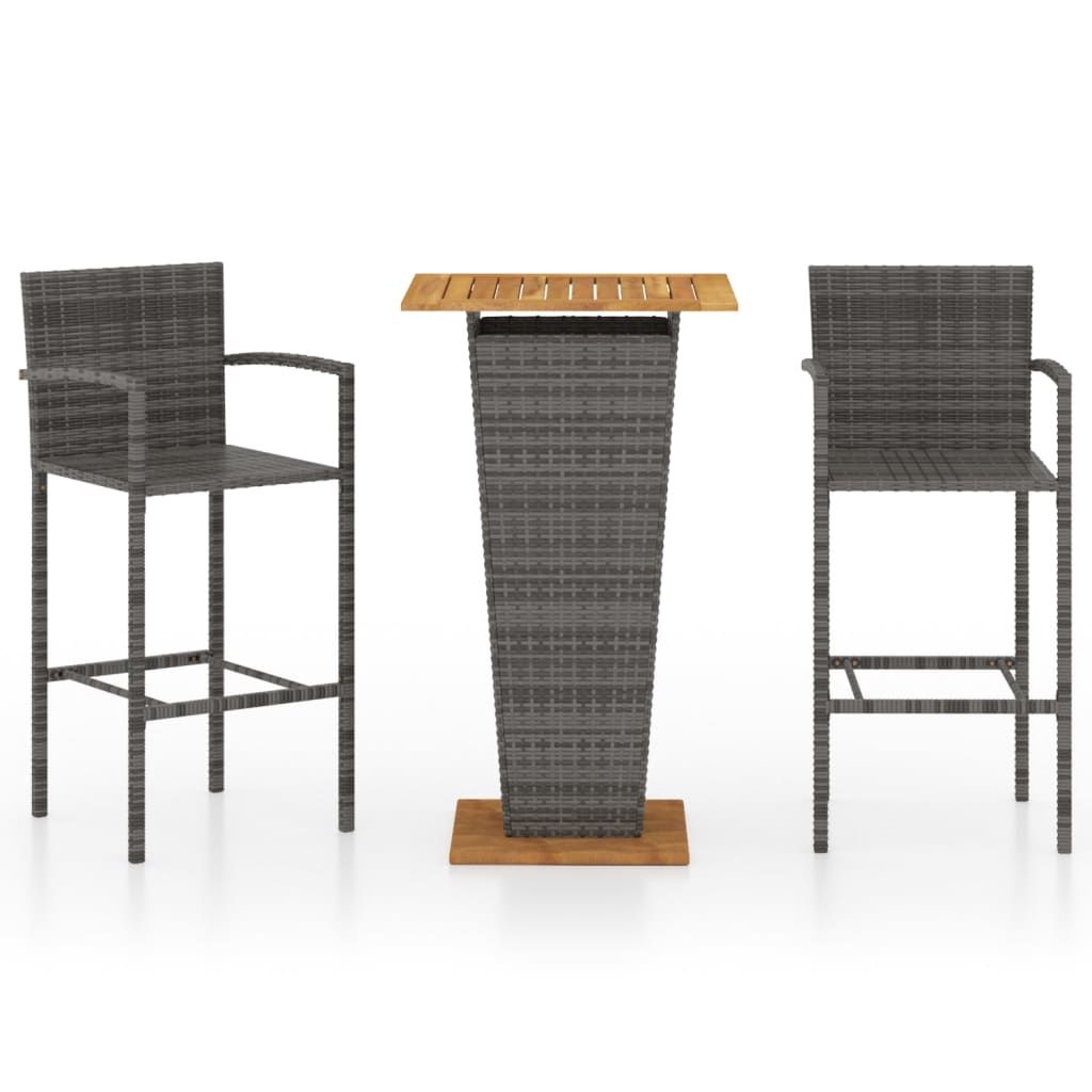 vidaXL 3 Piece Patio Bar Set Gray