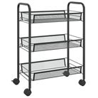 vidaXL 3-Tier Kitchen Trolley Black 46x26x64 cm Iron