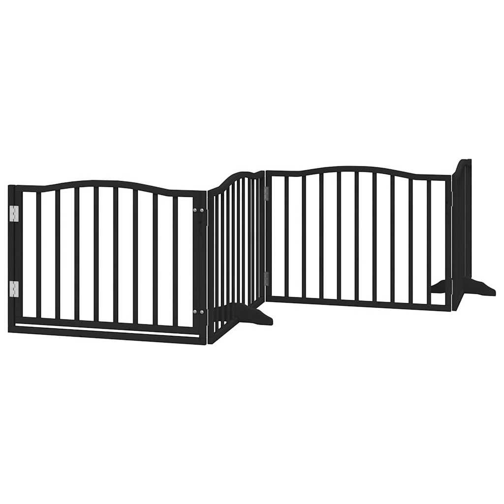 vidaXL Dog Gate with Door Foldable 4 Panels Black 320 cm Poplar Wood
