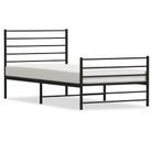 vidaXL Metal Bed Frame without Mattress with Footboard Black 100x200cm