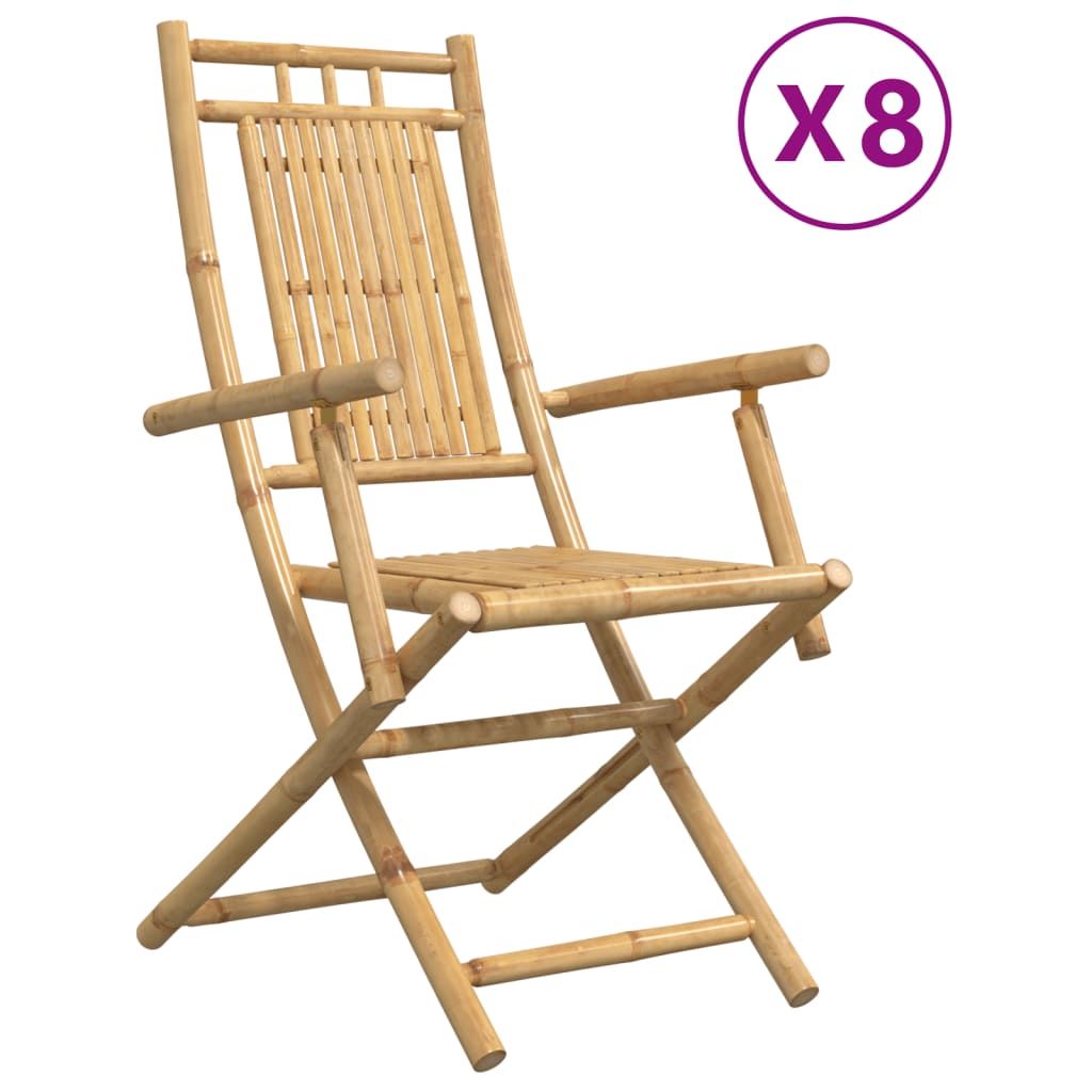 vidaXL Folding Patio Chairs 8 pcs 20.9"x26"x39" Bamboo