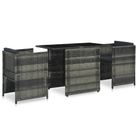 vidaXL 3 Piece Bistro Set with Cushions Poly Rattan Gray