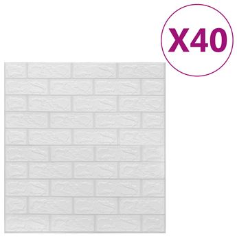 vidaXL 3D Wallpaper Bricks Self-adhesive 40 pcs White