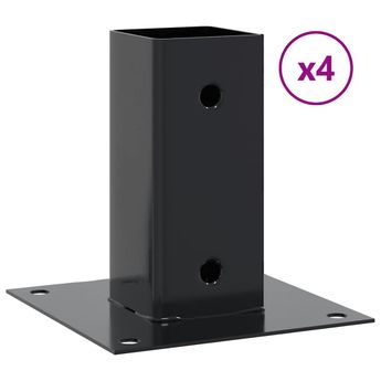 vidaXL Post Bases Square 4 pcs Anthracite 2.80x2.80" Powder-coated Steel