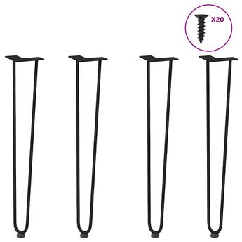 vidaXL hairpin legs for console tables for Console Table 4 pcs Black 72 cm Solid Steel