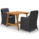 vidaXL 3 Piece Garden Dining Set Black
