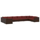 vidaXL 10 Piece Patio Lounge Set with Cushions Poly Rattan Brown