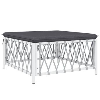 vidaXL Garden Footstool with Cushion White Woven Fabric