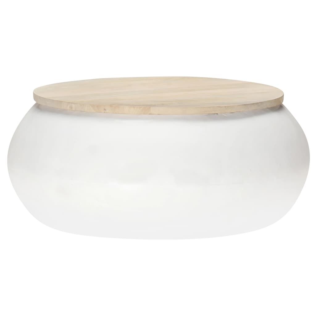vidaXL Coffee Table White 68x68x30 cm Solid Mango Wood