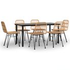 vidaXL 7 Piece Garden Dining Set Poly Rattan