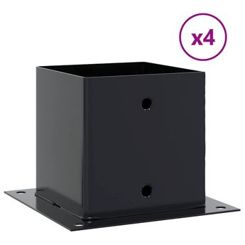 vidaXL Post Bases Square 4 pcs Anthracite 5.55x5.55" Powder-coated Steel