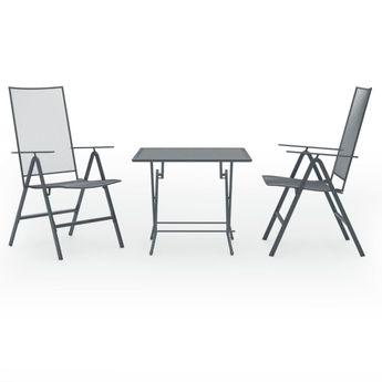 vidaXL 3 Piece Patio Dining Set Steel Anthracite