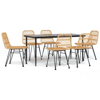 vidaXL 7 Piece Garden Dining Set Poly Rattan