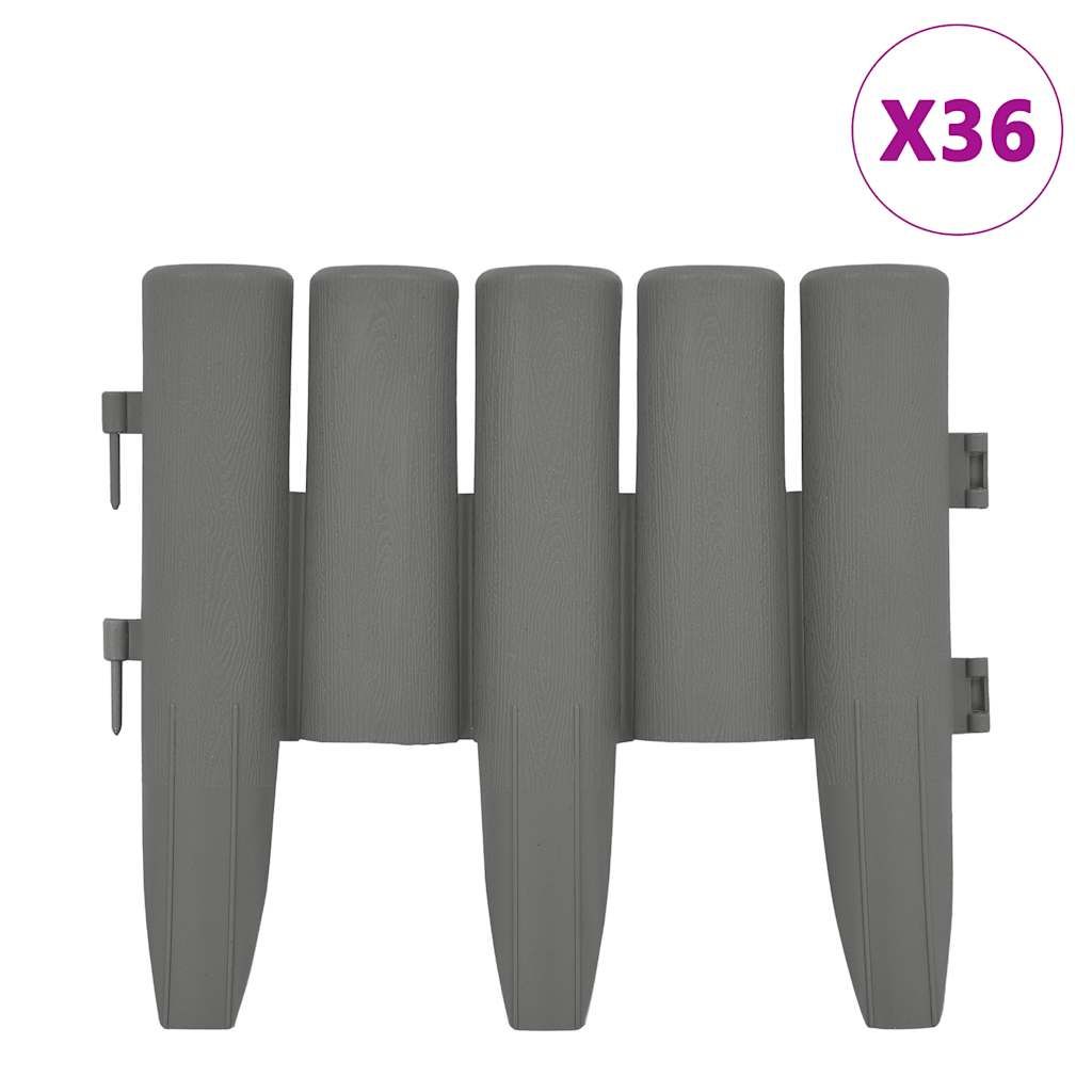 vidaXL Lawn Edgings 36 pcs Gray 393.7" PP