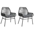 vidaXL Garden Chairs 2 pcs with Cushions Black Poly Rattan
