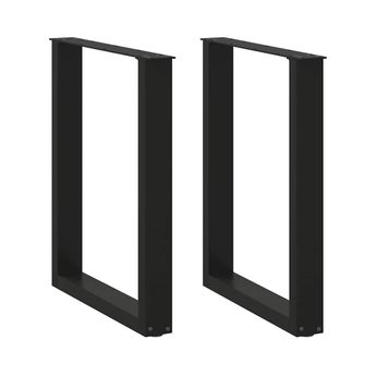 vidaXL Dining Table Legs U-Shaped 2 pcs Black 70x(72-73) cm Steel