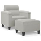 vidaXL Sofa Chair with Footstool Light Grey 60 cm Microfibre Fabric