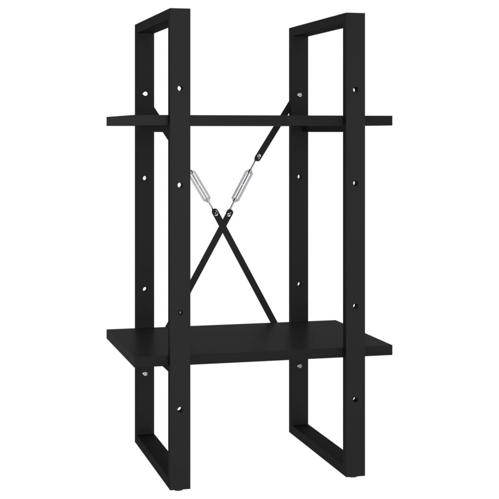 vidaXL 2-Tier Book Cabinet Black 15.7"x11.8"x27.6" Engineered Wood