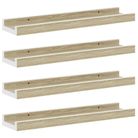 vidaXL Wall Shelves 4 pcs White and Sonoma Oak 15.7"x3.5"x1.2"