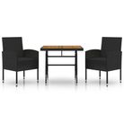 vidaXL 3 Piece Outdoor Dining Set Poly Rattan Black