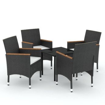 vidaXL 5 Piece Garden Dining Set with Cushions Black