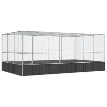 vidaXL Aviary with Extension Silver 203.9"x120.9"x83.5" Steel