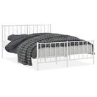 vidaXL Metal Bed Frame without Mattress with FootboardÂ White 59.1"x78.7"