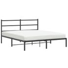 vidaXL Metal Bed Frame without Mattress with Headboard Black 59.1"x78.7"