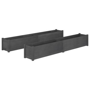 vidaXL Garden Planters 2 pcs Gray 78.7"x12.2"x12.2" Solid Wood Pine