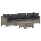 vidaXL 5 Piece Garden Lounge Set with Cushions Grey Poly Rattan