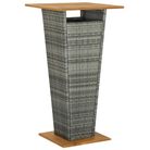 vidaXL Bar Table Grey 60x60x110 cm Poly Rattan and Solid Acacia Wood